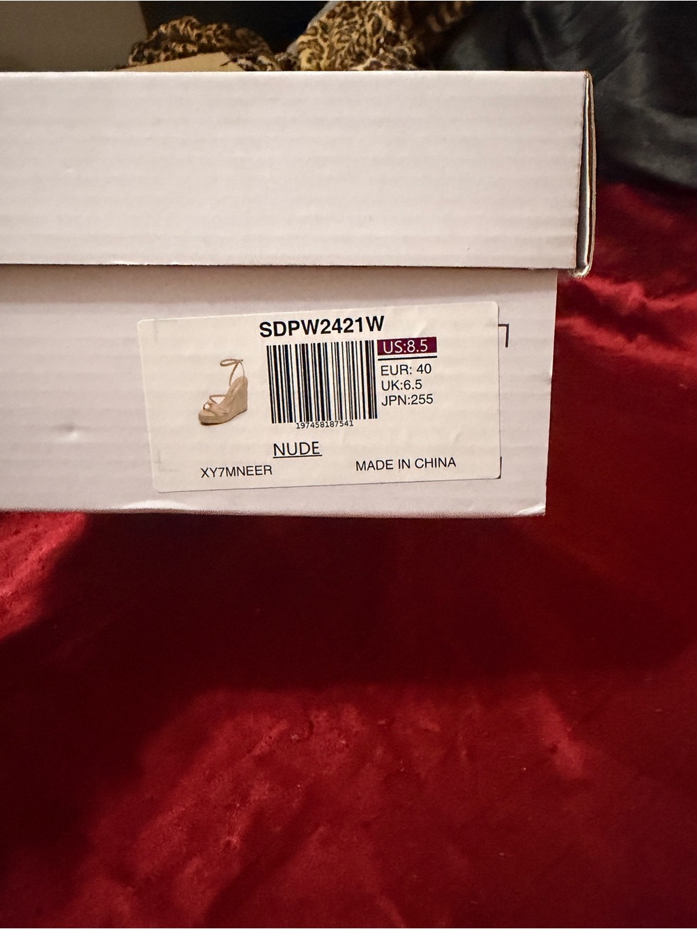 Nude Wedge Sandals (US 8.5) - Box Label